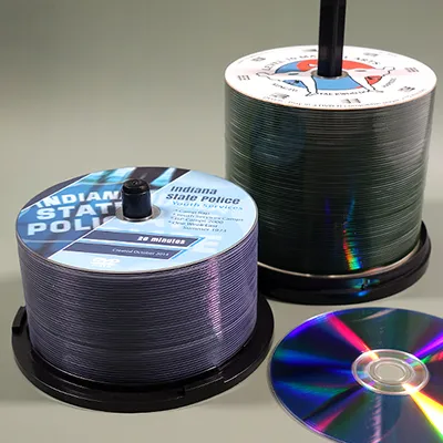 DVD CD Blu-ray USB Duplication DVD, CD, and Blu-ray Discs in stacks