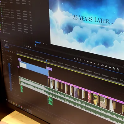 Video and Audio Editing Video editing software on computer screen