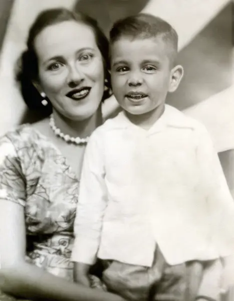 Photo Restoration Mother and son torn photo after
