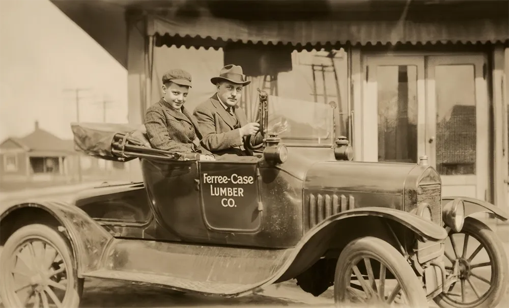 Father, Son in Car after
