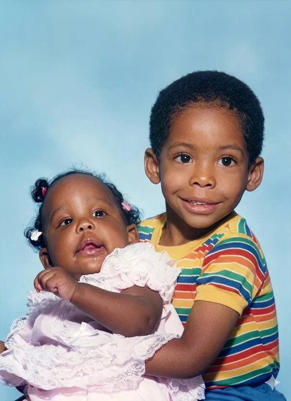 Photo Restoration Brother and Sister photo after