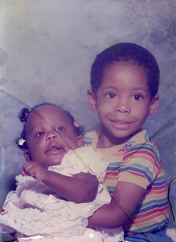 Photo Restoration Brother and Sister photo before