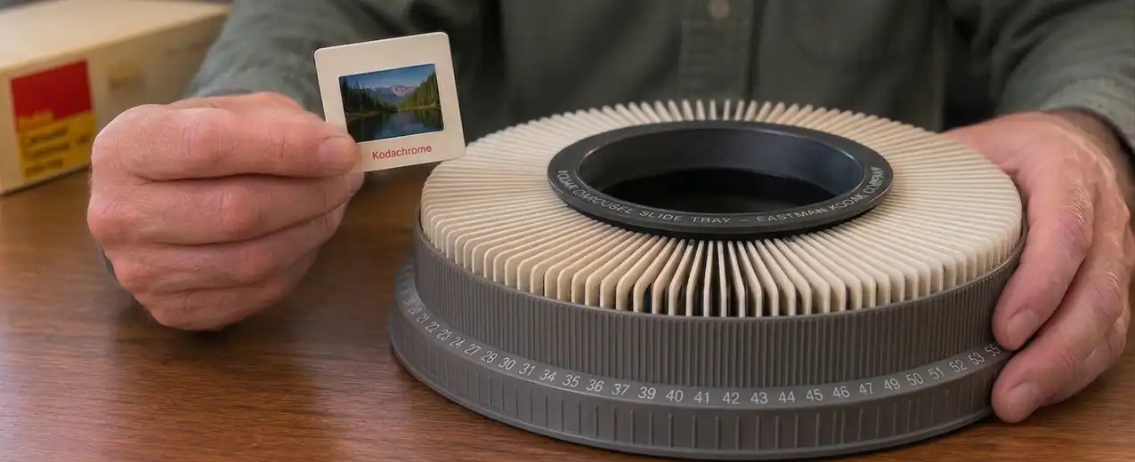 Viewing 35mm Slide in Hand